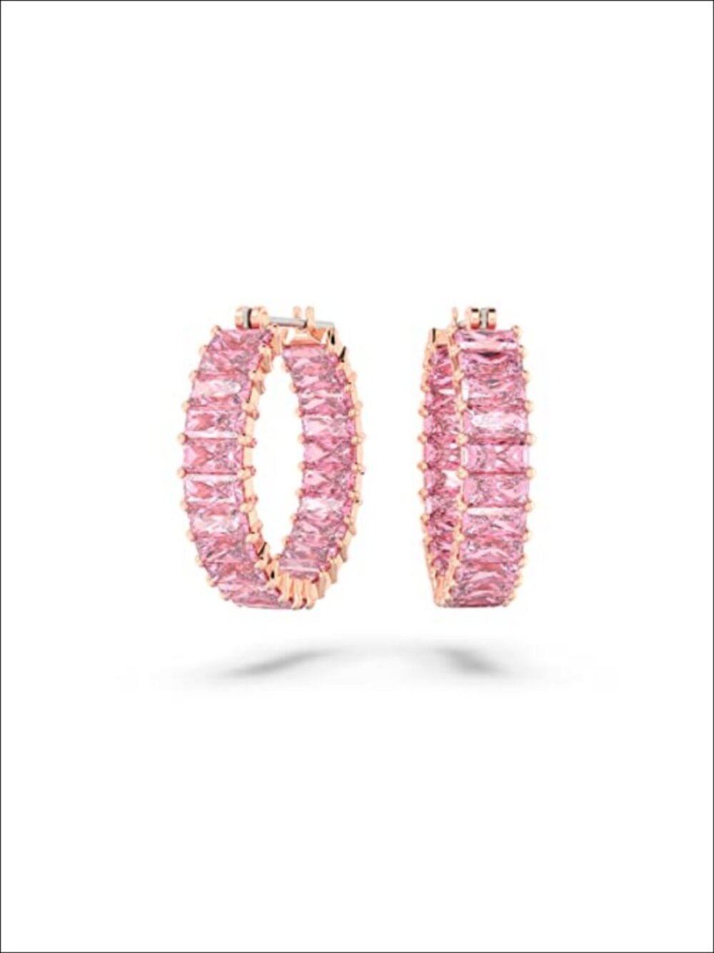 Crystal Hoop Earrings Rhodium Finish Hinged Hoop 7/8 in Statement